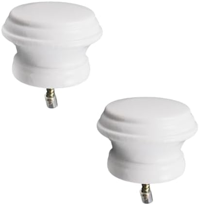 Antrader White Wood Curtain Rod Finials Pack of 2