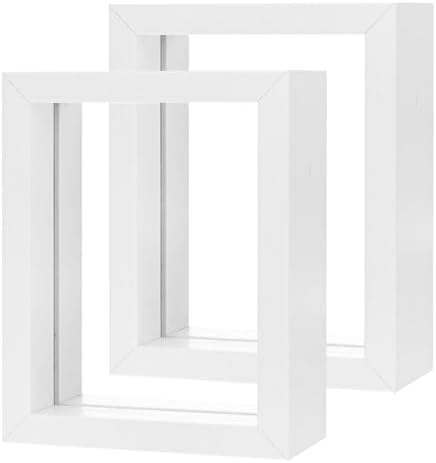 2-Pack Wooden Pressed Flower Frame with Floating Design White