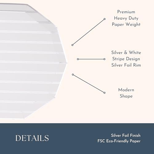 Silver Stripe Paper Plates Pack of 8 105 Inch