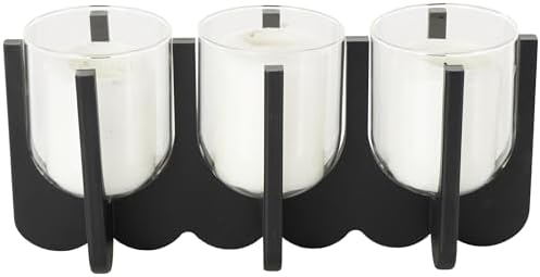 Deco 79 Black Wood 3 Slot Candle Holder