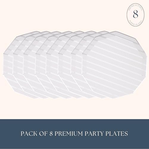 Silver Stripe Paper Plates Pack of 8 105 Inch