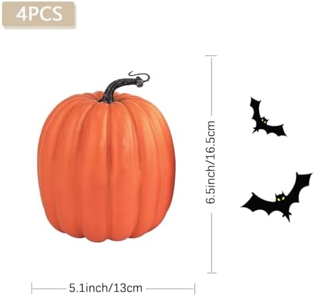 Artmag 6 Inch Artificial Pumpkins 4PCS for Fall Decor