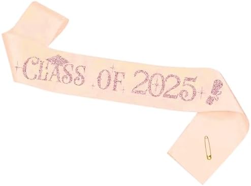 Class of 2025 Pink Sash with Rose Gold Foil