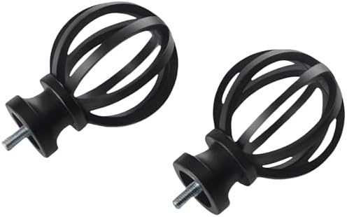 Matte Black Curtain Rod End Caps Finials 2 Pcs
