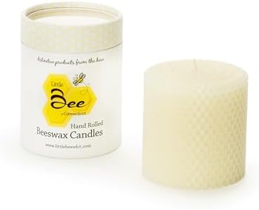Little Bee of CT Hand Rolled Beeswax Pillar Candle