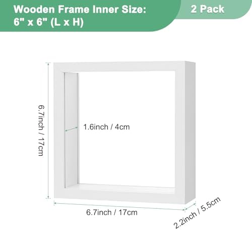 2-Pack Dried Flower Frame 6x6 Inch White