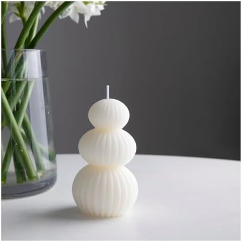 4 Pcs Ribbed Pillar Candles with Modern Aesthetic Design