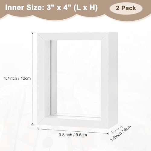 2-Pack Wooden Pressed Flower Frame with Floating Design White