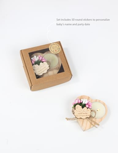 50 Piece Pink Wooden Candle Holders for Baby Shower Favors