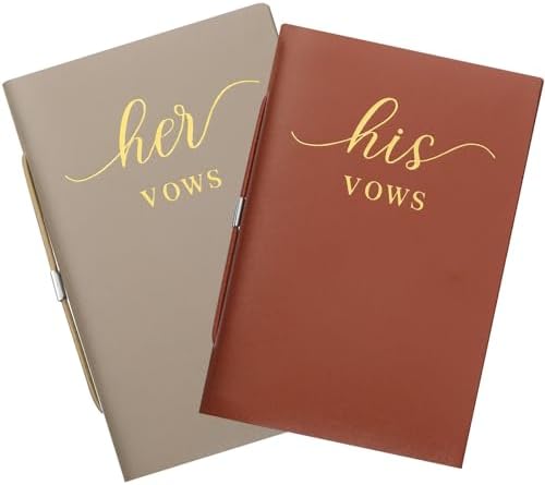 2 Pcs His Hers Wedding Vow Books 50 Pages Each Copper Brown Almond