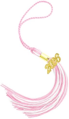 2026 Pink White Graduation Tassel with Golden Charm