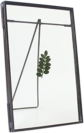 Black Brass Glass Floating Frame for Dried Flowers and Photos