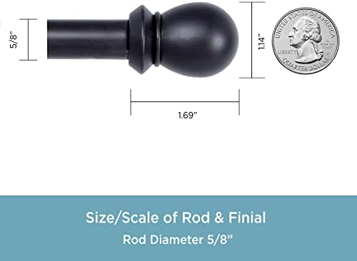 Kenney Scroll Ball Double Curtain Rod with Black Finish