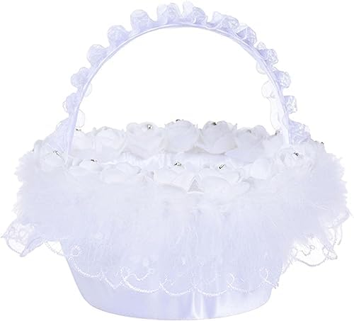 Wedding Flower Girl Basket White Candy Storage Basket