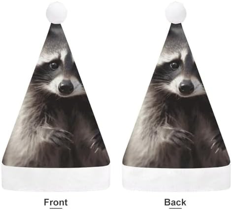 Cute Raccoon Santa Christmas Hat for Adults