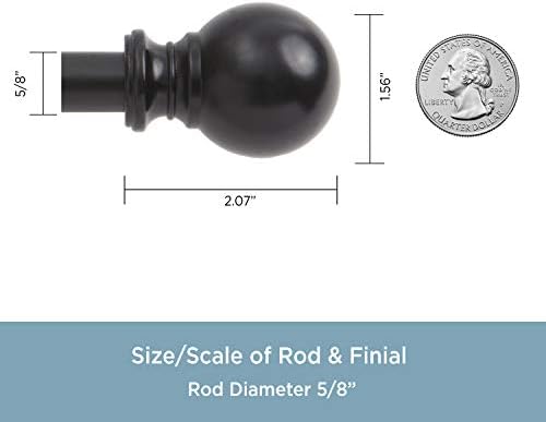 Kenney KN75917 Ball End Double Curtain Rod 36-66 Inch Adjustable Matte Black