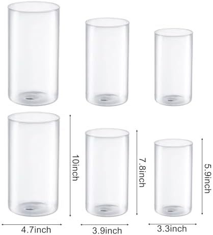 Hurricane Candle Holder Set of 6 Clear Glass Vase