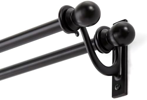 Kenney Scroll Ball Double Curtain Rod with Black Finish