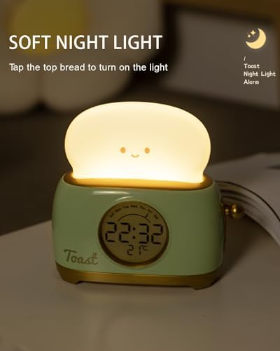 Cute Toast Alarm Clock for Kids and Teens