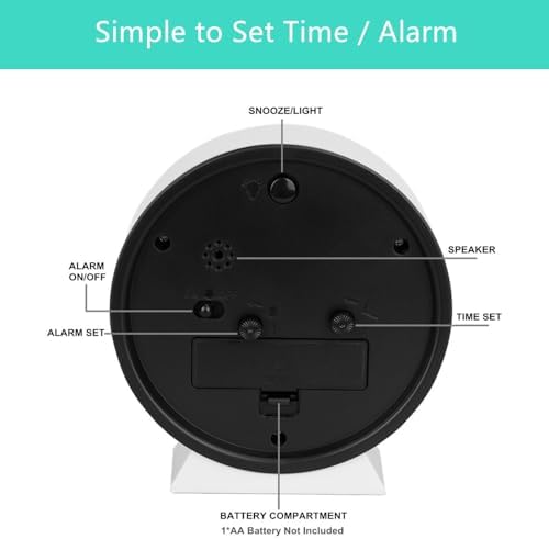 No Ticking Silent Alarm Clock with Snooze Light