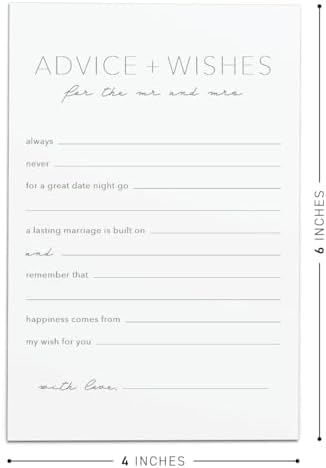 CARDAMONOLY Advice and Wishes Cards for Wedding Decorations