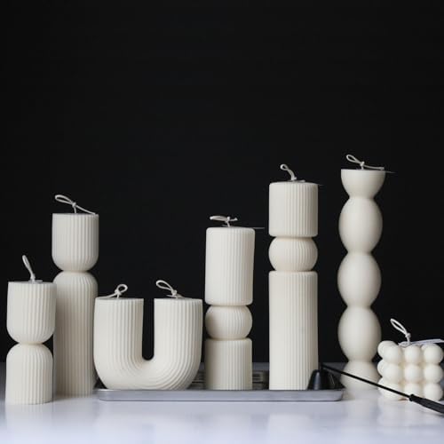 7Pc Large Pillar Candle Set Minimalist Decor