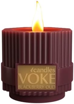 Voke Mens Luxury Pillar Candle with Wood Wick