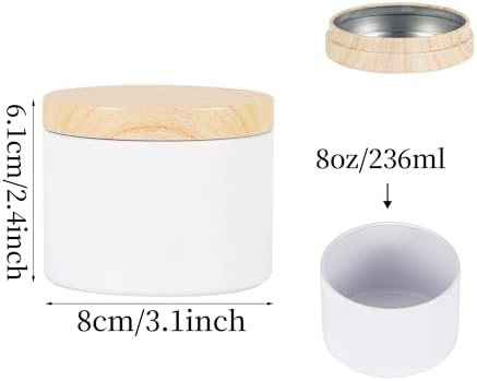 24 Pcs 8oz Candle Tins with Wood Grain Lids