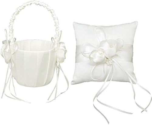 Taotenish Wedding Ring Pillow Flower Girl Basket Set