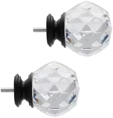 Ceybo Crystal Sphere Finials with Black Base Set of 2