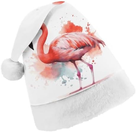 Santa Hat Watercolor Flamingo Christmas Headwear