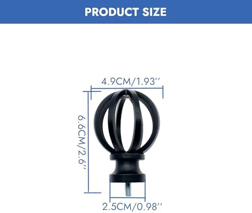 Matte Black Curtain Rod End Caps Finials 2 Pcs