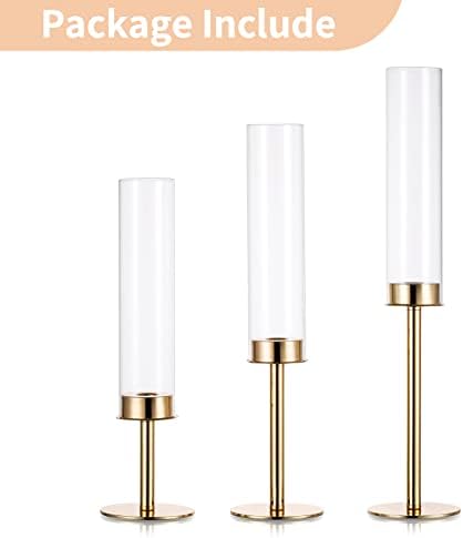Nuptio Gold Hurricane Candle Holder Set of 3