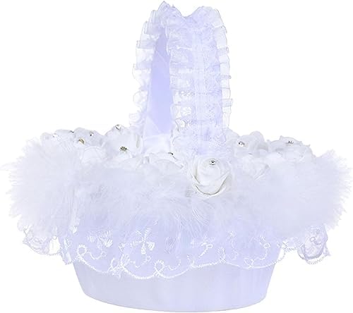 Wedding Flower Girl Basket White Candy Storage Basket