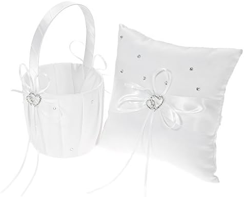 Wedding Supplies Double Heart Satin Flower Girl Basket Set 5PCS