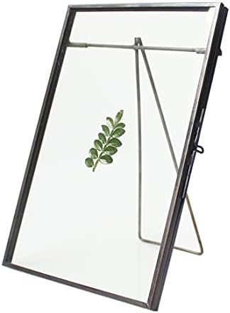 Black Brass Glass Floating Frame for Dried Flowers and Photos