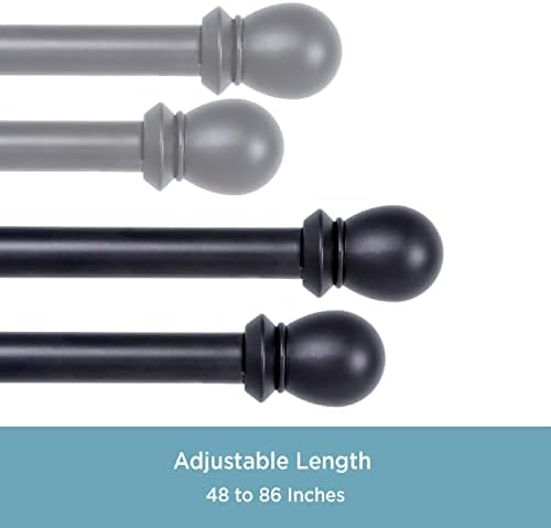 Kenney Scroll Ball Double Curtain Rod with Black Finish