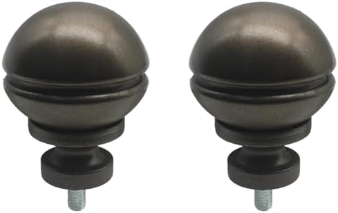 HAJZXH 2 Pcs Curtain Rod End Cap Finials Hemispherical Brown