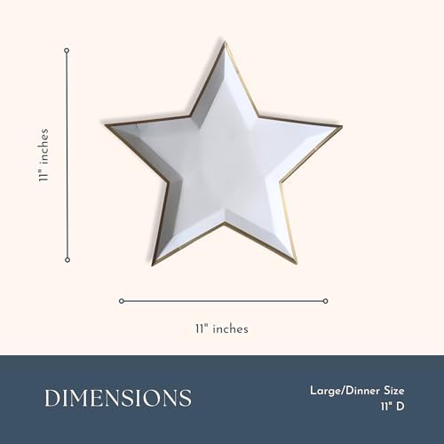 Bonjour Fete Blanc White Star Large Paper Plates Pack of 8