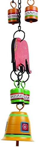 Hand Painted Elephant Metal Bells Set - 22 Inch Hanging Ornament