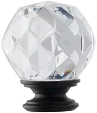Ceybo Crystal Sphere Finials with Black Base Set of 2