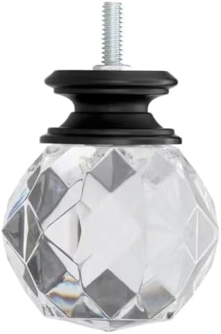 Ceybo Crystal Sphere Finials with Black Base Set of 2