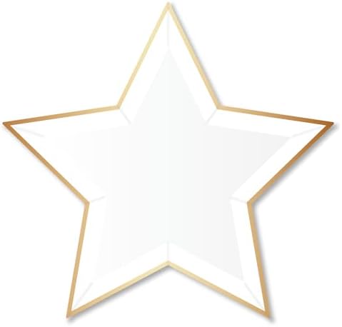 Bonjour Fete Blanc White Star Large Paper Plates Pack of 8