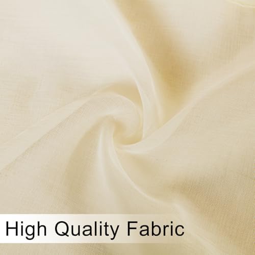 DWCN Sheer Valance Faux Linen 52 x 18 Beige