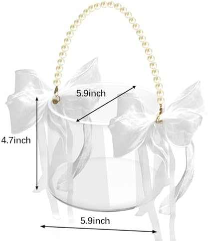 Clear Acrylic Flower Girl Basket with Pearl Handle