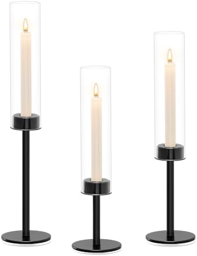 Black Hurricane Candle Holders Set of 3