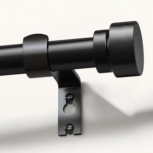 Modern Black Curtain Rods 48-84 Inch Adjustable Length