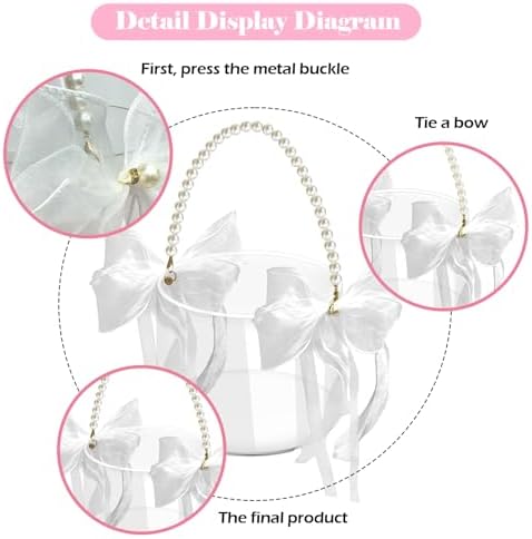 Clear Acrylic Flower Girl Basket with Pearl Handle