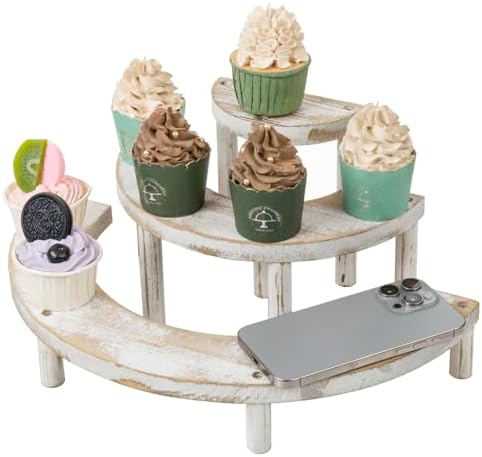 MyGift 3 Tier Wooden Display Stand Riser Set