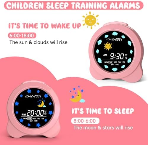 Kids Alarm Clock with Sun Moon LED Display and Sleep Sounds